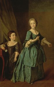 Retrato de Feodosia Rzhevskaya (1760-95) e Nastasia Davydova (n.1764) 1772